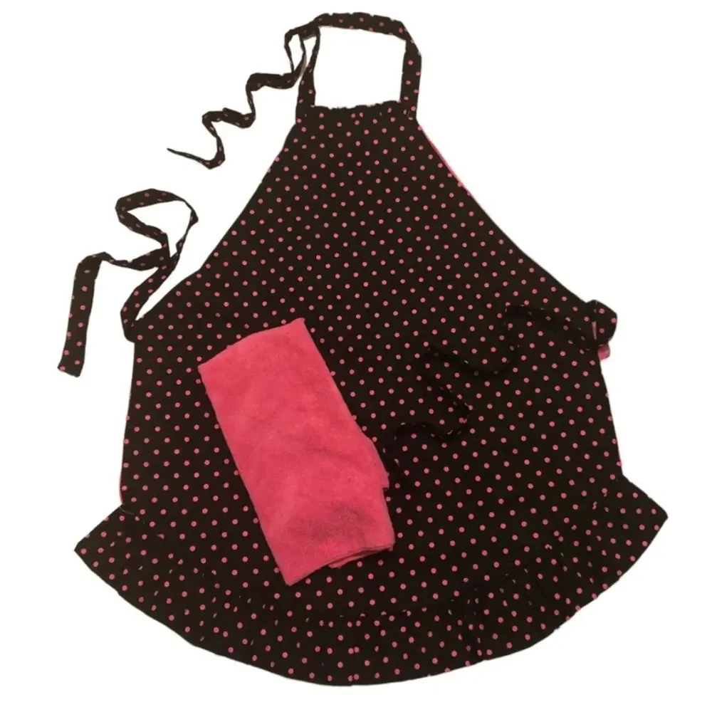Handmade Reversible Polka Dot Apron w/Attachable Dishtowel
